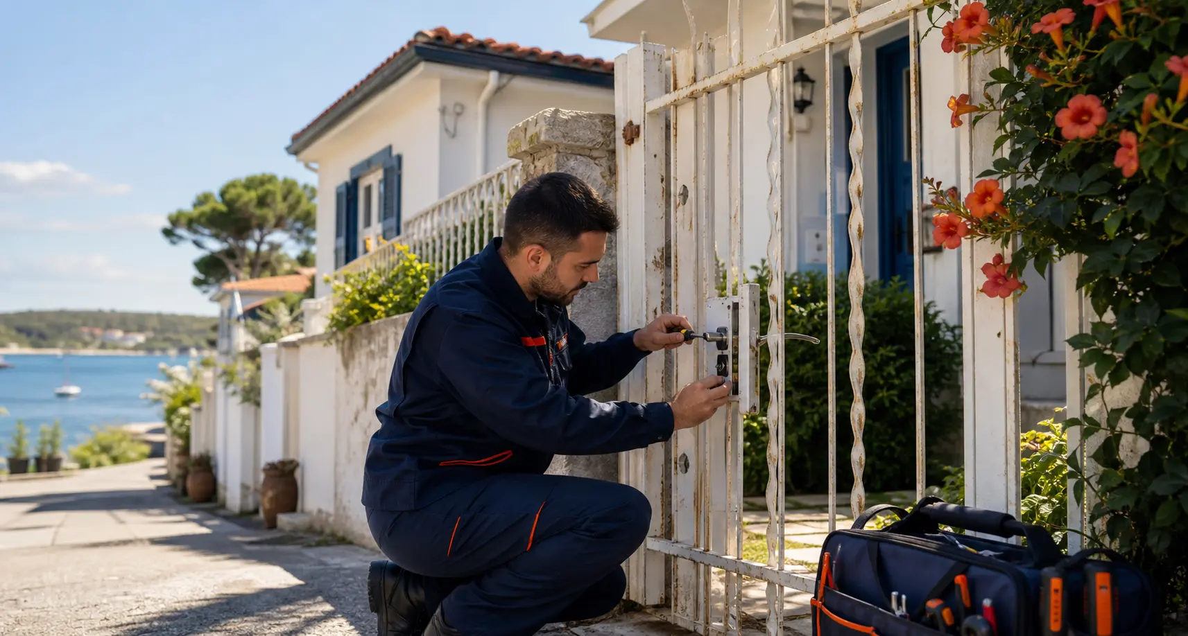 Poyrazköy sahilinde yazlık villa bahçe kapısına paslanmaya dayanıklı kilit takan çilingir